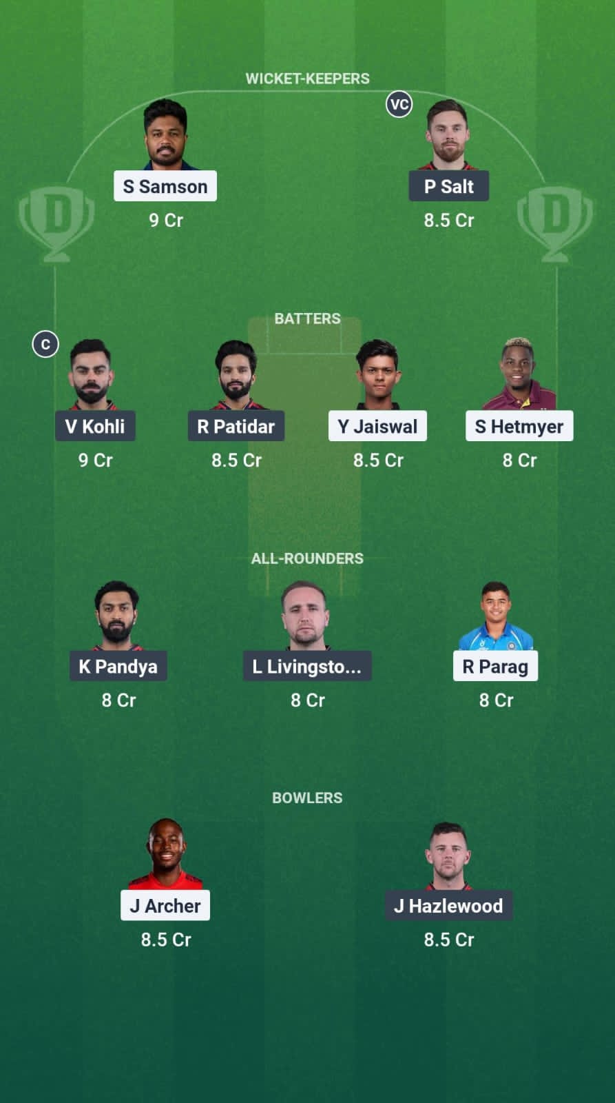 RR vs RCB Dream11 Prediction Fantasy Cricket Tips Dream11 Team IPL 2025 